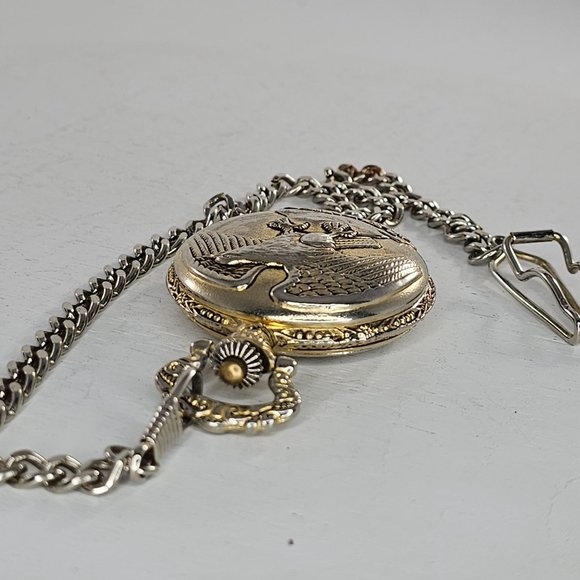 Edison Pocket Watch Quartz Eagle Motif Thailand Movement - Picture 8 of 9